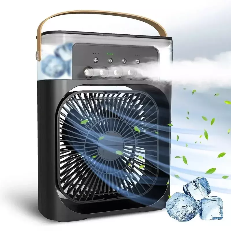 Mini condizionatore d'aria USB Water Mist Fan 7 colori LED Light umidificazione Fan Home Spray Air Fan Desk Air Cooler Cooling