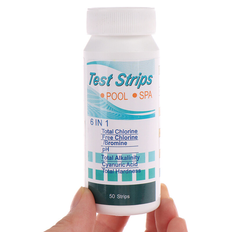 50 Pcs/Bottle 6 In 1 Multipurpose Chlorine PH Test Strips SPA Swimming Pool Water Tester Paper