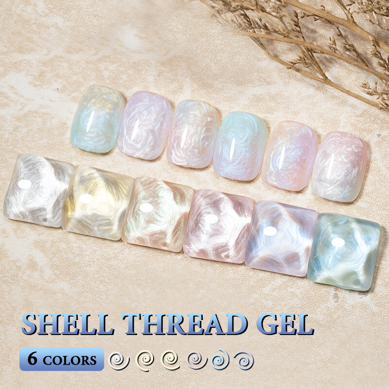 BOZLIN 7.3ML Thread Shell Gel Nail Polish Varnish Semi-Permanent UV Gel Color Varnish Pearl Shell Manicure For Nails Art Design