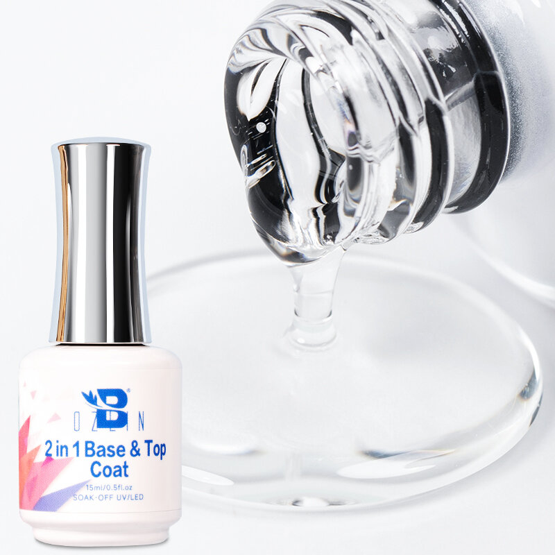 BOZLIN-esmalte de uñas 2 en 1, capa Base y superior, de larga duración, Soak off, 15ML, semipermanente, UV
