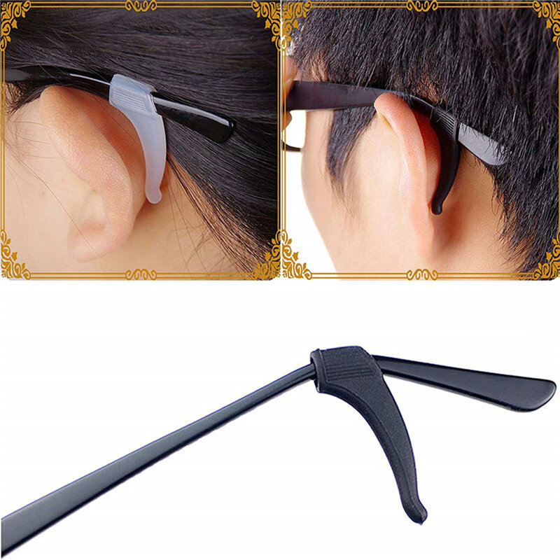 1/ 10 pares de silicone antiderrapante orelha ganchos titular para óculos óculos anti-deslizamento orelha aperto gancho suporte templo gancho