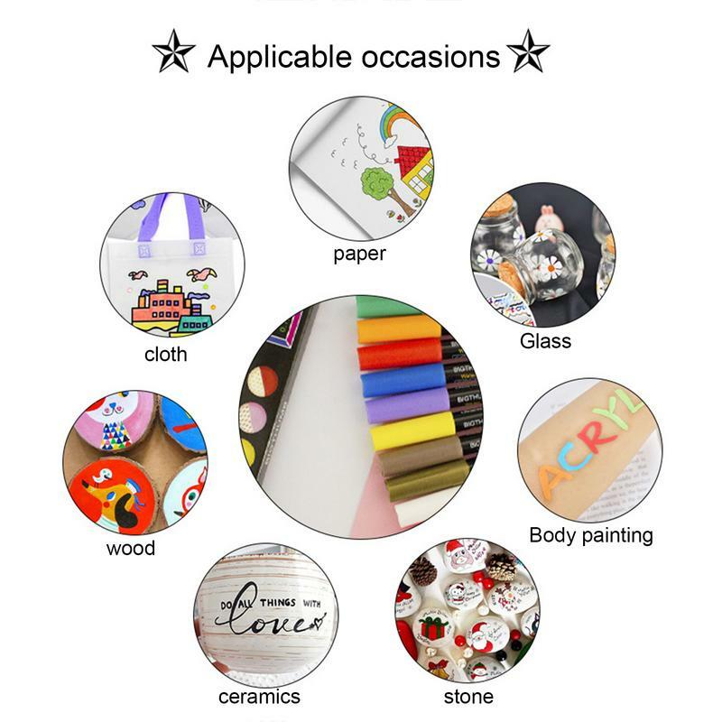 Canvas Paint Markers Quick Dry Graffiti Waterproof Rock Painting Pens 12pcs Wood Glass Painting Markers DIY Craft Supplies For
