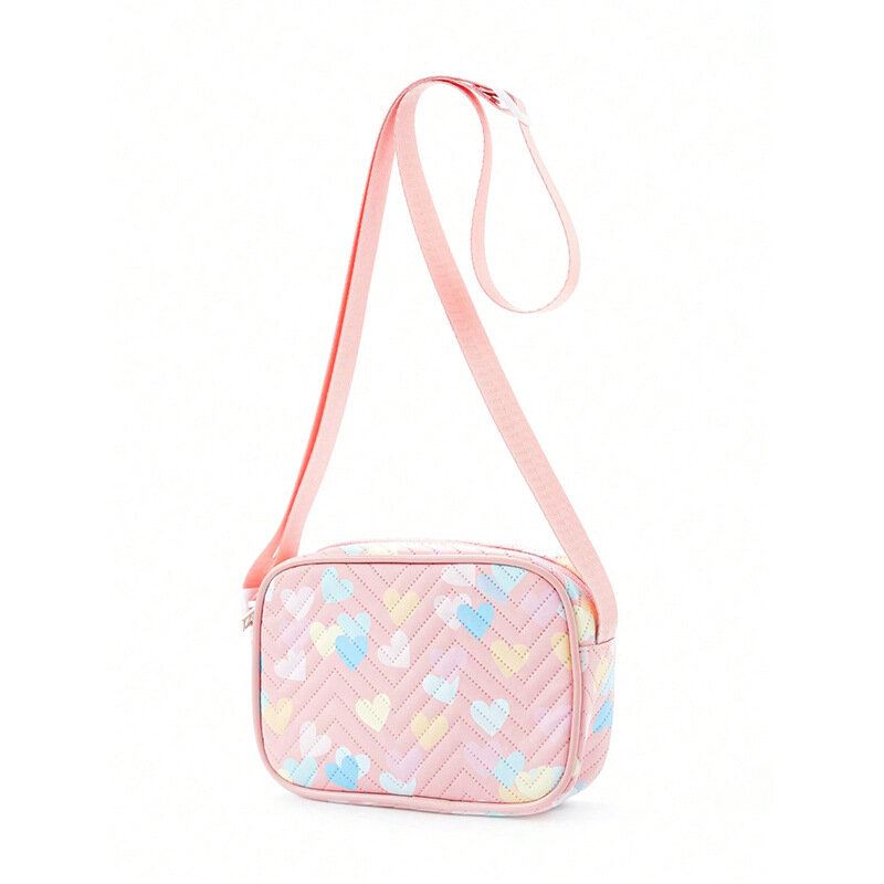 Girls Bag Fashion Colorful Print Shoulder Bag PU Leather Cute Baby Coin Purse Zipper Princess Handbag Student Crossbody Bags