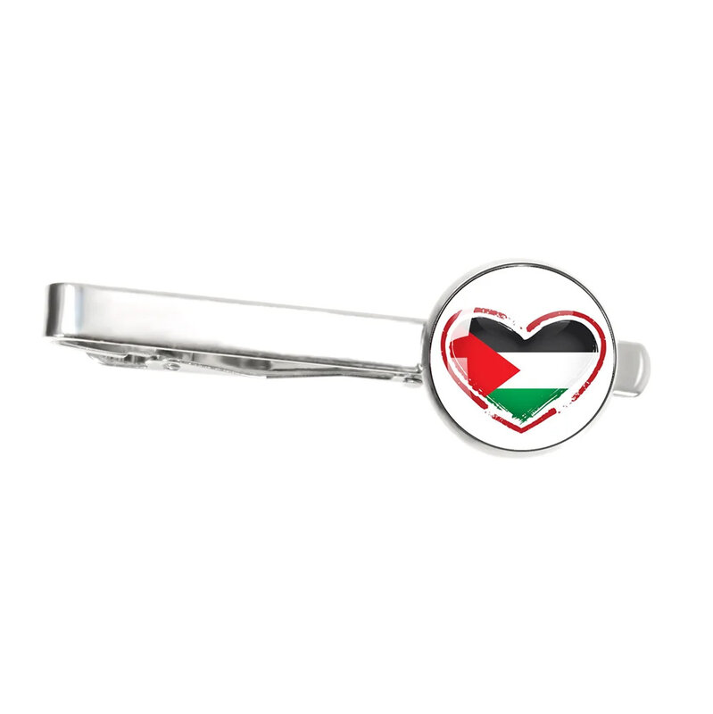 1 Stück Palästina Nation Flagge Krawatten klammern Kleidung Zubehör Glas Cabochon Krawatten klammern Männer Hemd Manschetten knöpfe Stifte Modeschmuck Geschenk