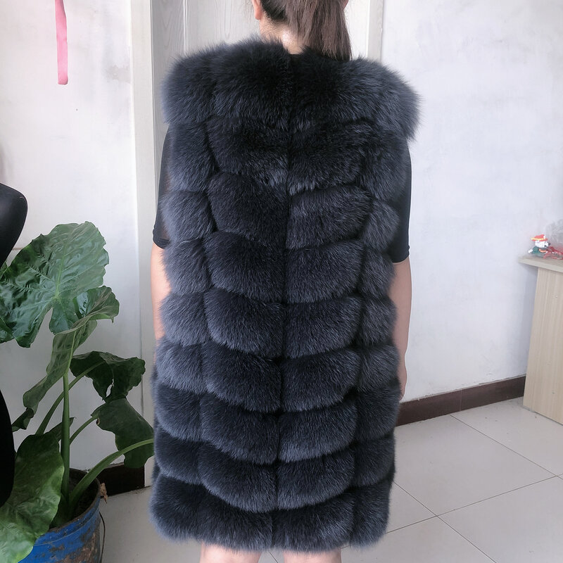 Natural Fox Fur Vest Lady Colete Quente Multicolor 100% Natural Fur Coat fox fur vest real fur coletes sem mangas real fox fur coats