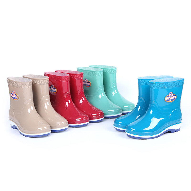 Botas de chuva de moda feminina, sapatos femininos confortáveis e estáveis, botas de chuva de dedo redondo, botas de chuva de primavera e outono, 2