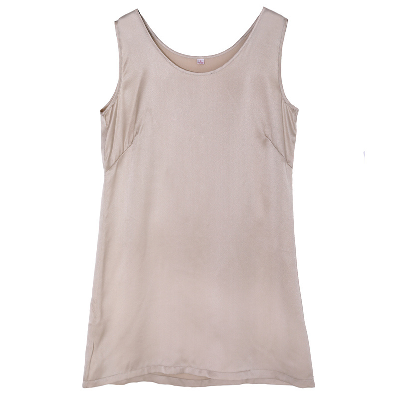100% Mulberry Silk Vest Skirt Camisole Round Neck Silk Tank Top Sleeveless