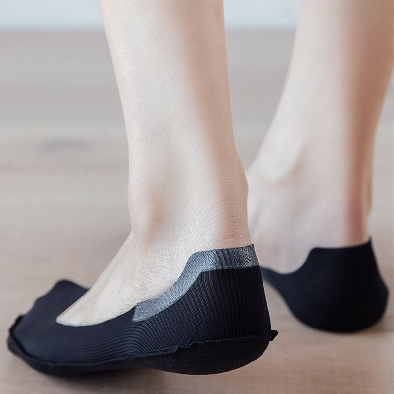 4คู่/ล็อตซิลิโคน Anti-Slip ถุงเท้าสั้นผู้หญิง2022ฤดูร้อนผ้าไหมน้ำแข็ง Breathable ถุงเท้าผ้าฝ้ายสีทึบหญิงที่มองไม่เห็นถุงเท้า