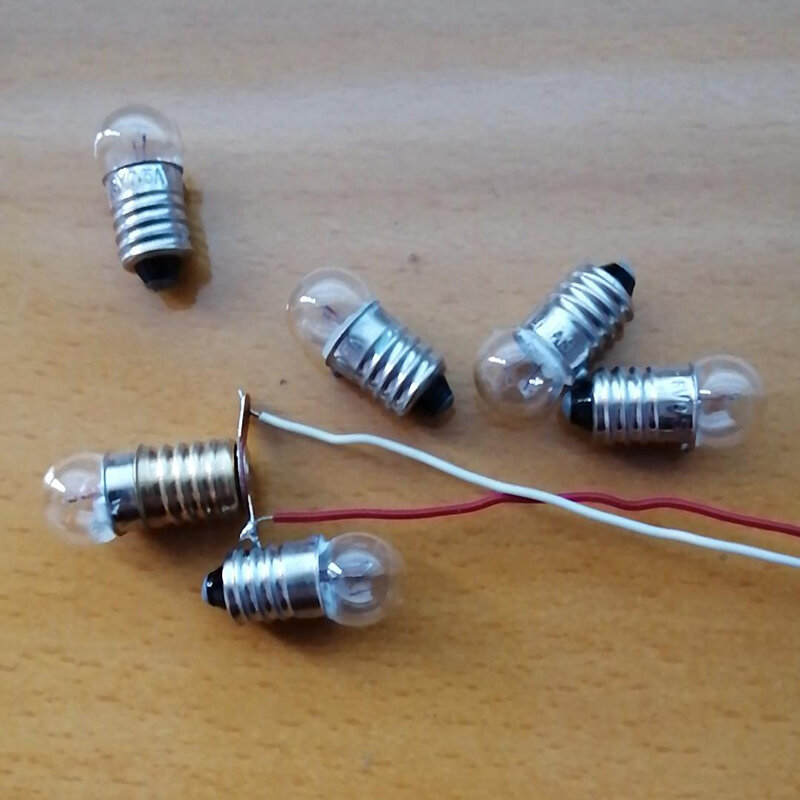 テスト用の小さな電球,10個,e10 1.5v 2.5v 3.8v 4.8v 6v 6.2v