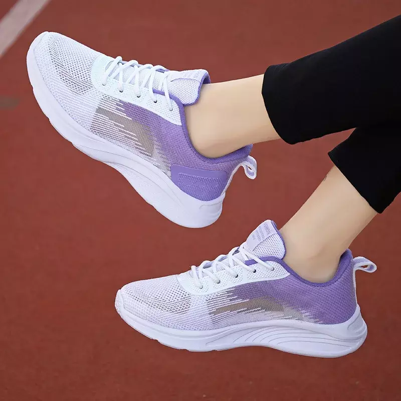 Comemore-Chaussures de marche légères en maille respirante pour femme, baskets de course à plateforme, chaussures de sport décontractées, printemps, été, 2024