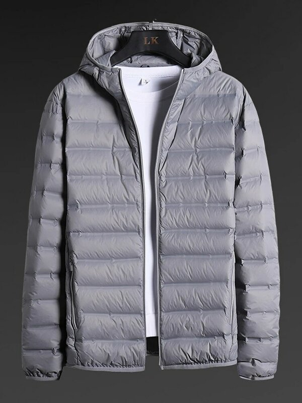 Large Size Winter Hooded Ultra Light Down Jacket Men Windbreaker Outwear 90% White Duck Down Padded Puffer Warm Coat 6XL 7XL 8XL