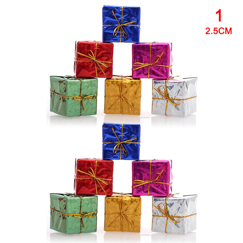 12 Pcs Assorted Color Foil Handmade Presente Mini Árvore Enfeites De Árvore De Natal Decoração Pingente