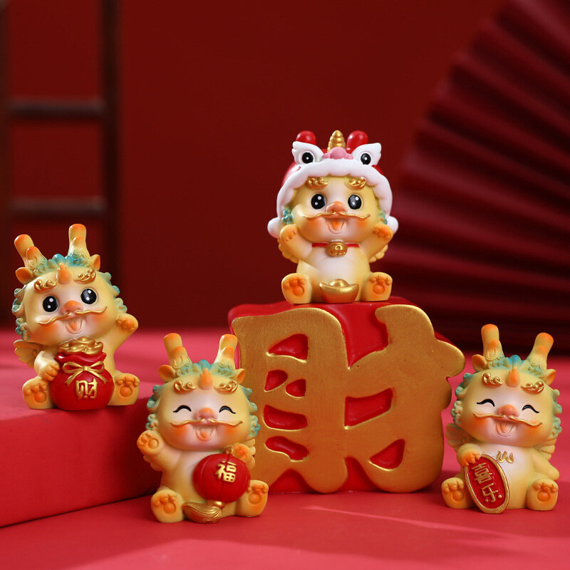 Anno in miniatura statua del drago statua in resina decorazione cinese degli ornamenti del drago dello zodiaco