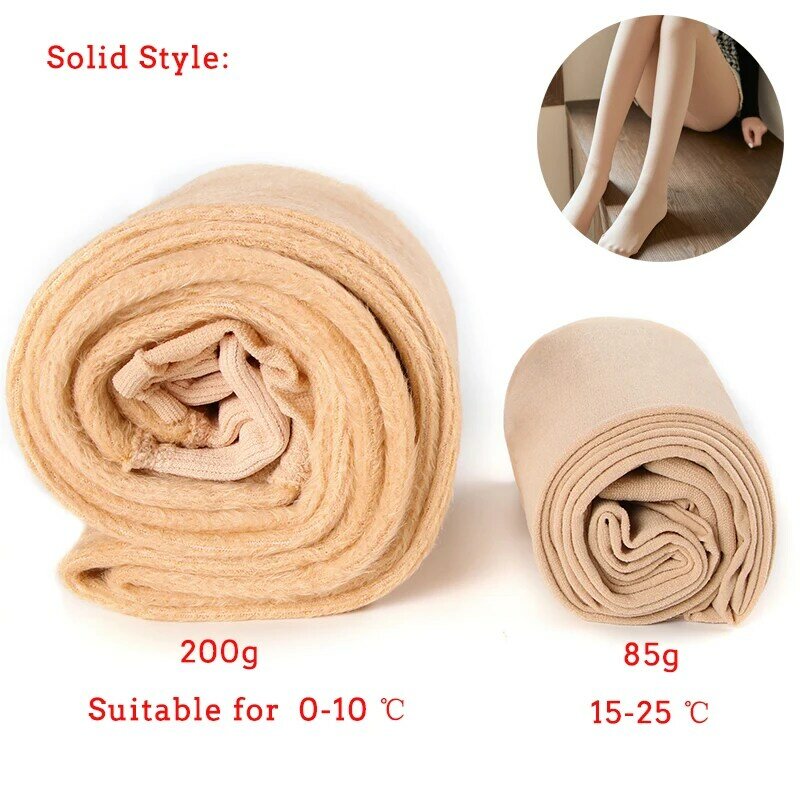 NORMOV-pantimedias gruesas translúcidas para mujer, medias de lana elásticas de cintura alta, medias térmicas de terciopelo Sexy, Invierno