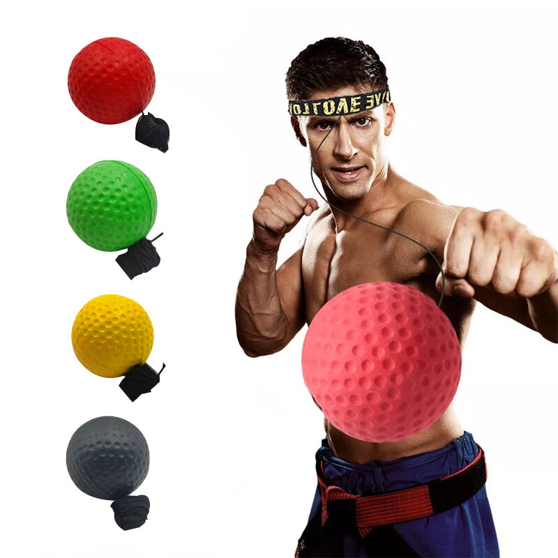 Bola tinju kecepatan dapat dipasang di kepala bola pukulan PU latihan Sanda reaksi mata tangan Peralatan Tinju Kebugaran kantung pasir rumah