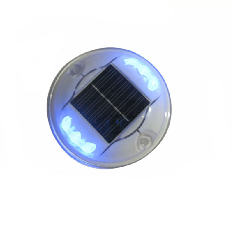 Luz LED azul de alto brillo, luz intermitente, carcasa blanca alimentada por energía Solar, Perno de plástico para carretera
