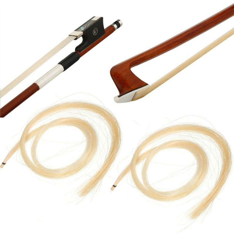 29.5inch Violin Bow Hair 2Hanks 2PCS Accessories Cello Horsehair Parts Viola Violin White 2* Portable Pratical