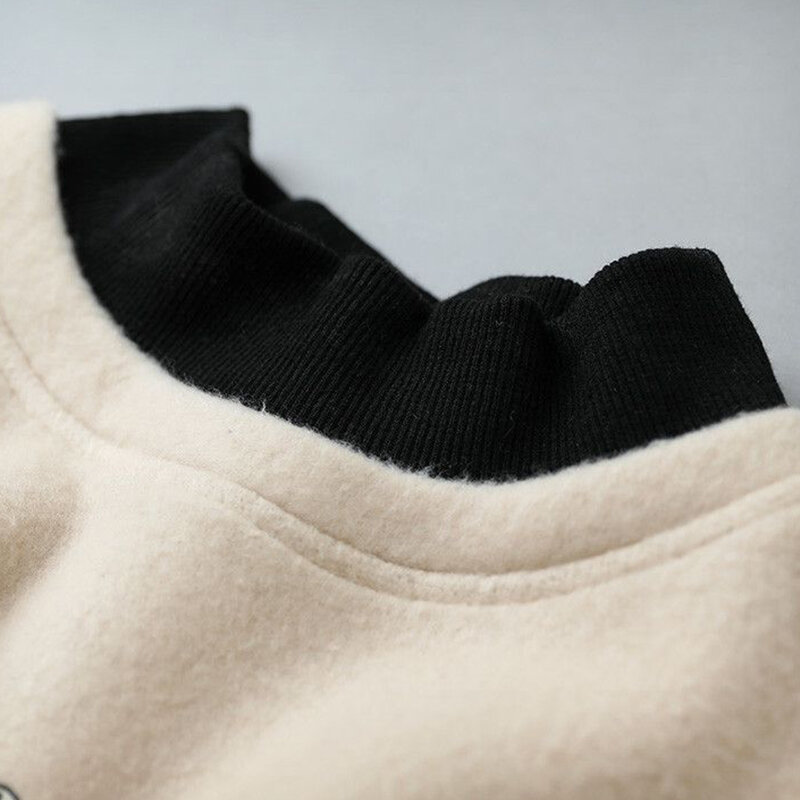 Herbst Winter gefälschte zweiteilige Patchwork dicke Sweatshirt weibliche lose lässige Pullover mit hohem Kragen Frauen Mode All-Match-Top