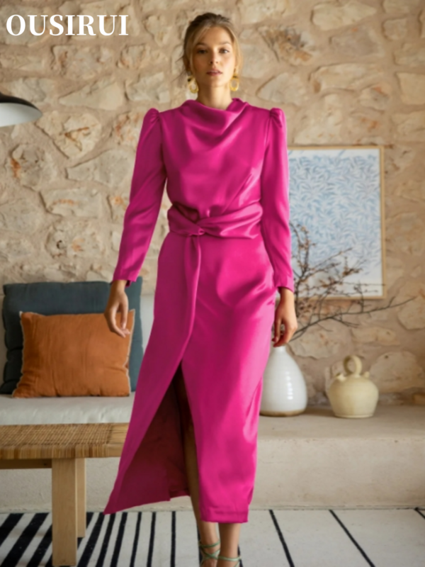 Robe de Demoiselle d'Honneur Élégante et Fendue en Satin pour Femme, Vêtement Sexy de Luxe, Nouvelle Collection 2024