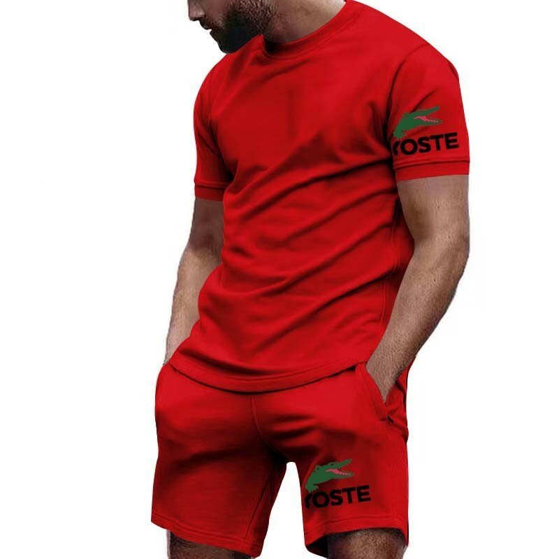 Мужской спортивный костюм, Повседневная футболка с коротким рукавом и шорты для бега, лето 2024