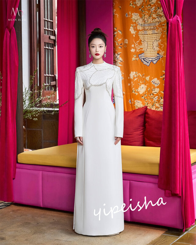 Jiayigong Выпускной атласный Блестящий клубный трапециевидный круглый вырез на заказ вечернее платье Длинные платья