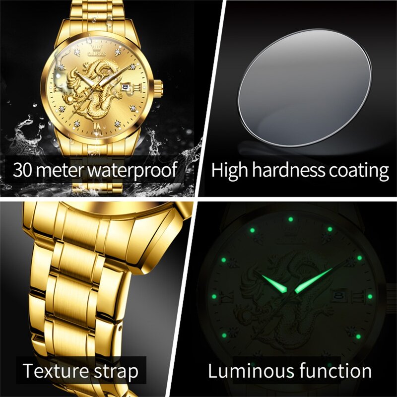 OLEVS-Reloj de pulsera de acero inoxidable para hombre, cronógrafo de cuarzo, resistente al agua, con fecha automática, Escala de diamante, Original, de lujo, nuevo