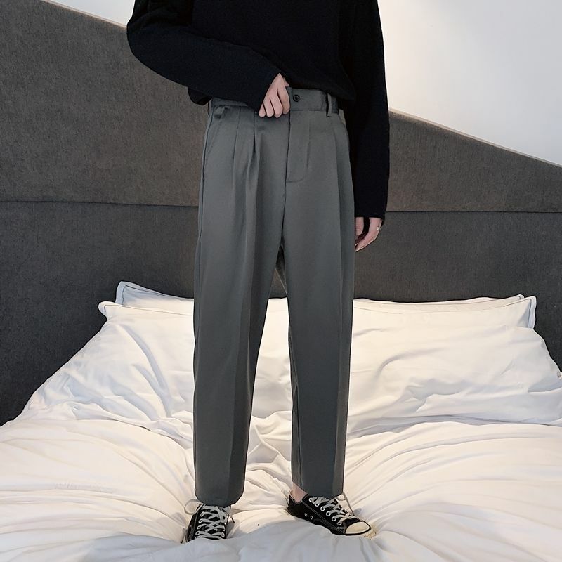 Pantaloni Casual dritti da uomo primavera autunno pantaloni solidi da lavoro pantaloni larghi da uomo Streetwear coreani di nuova moda