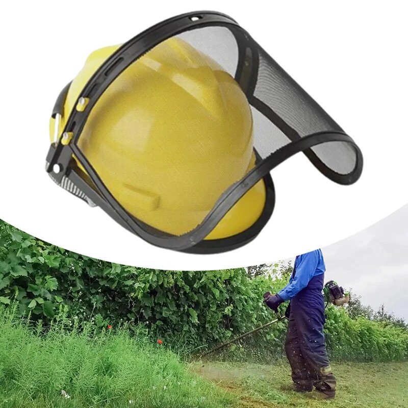 Protezione per visiera per motosega visiera in rete metallica buona ventilazione cappuccio giallo Versatile per proteggere occhi e orecchie del viso durevole