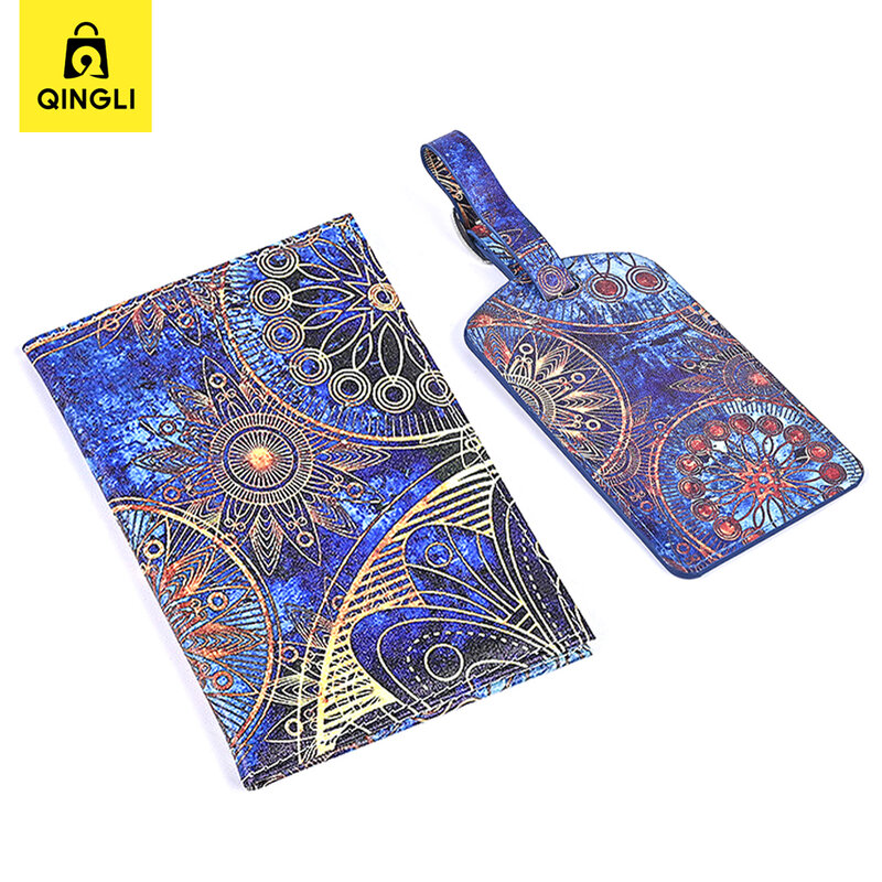 Creative Van Gogh Oil Painting Luggage Tag Passport Cover Suite Travel Essentials Starry Night Luggage Label Passport Holder Set