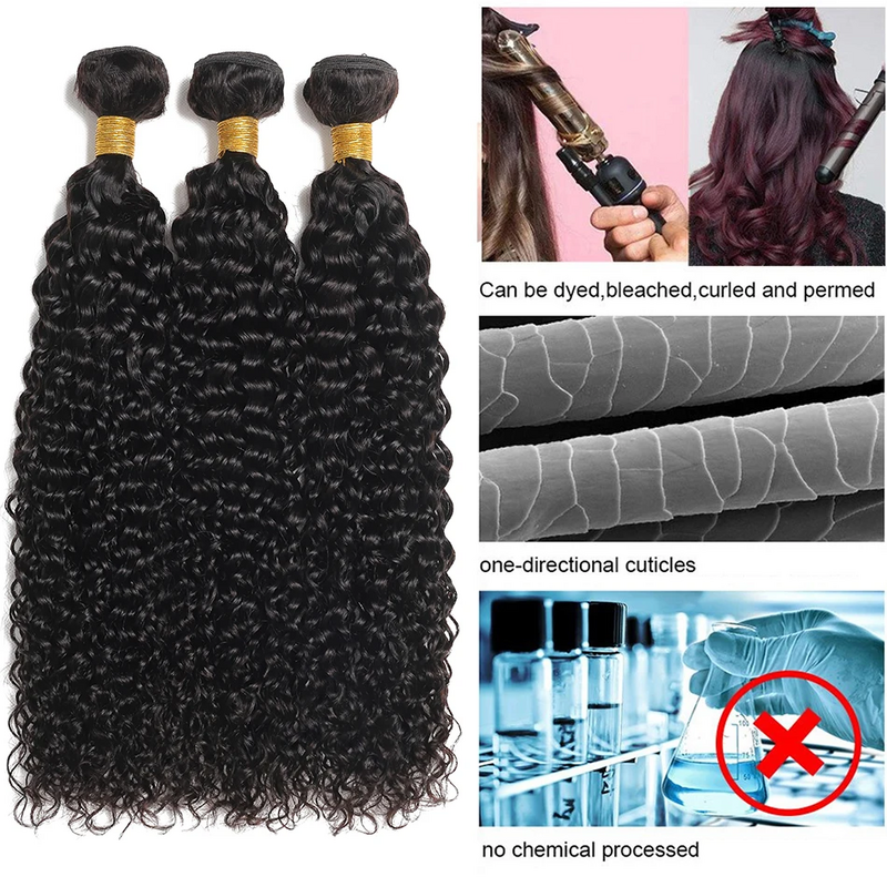 RebeccaQ Hair Remy Human Hair Bundles Indian Curly Hair 1 Bundle 100% Human Hair Extension Natural Color Hair Weaves 10-30 Inch