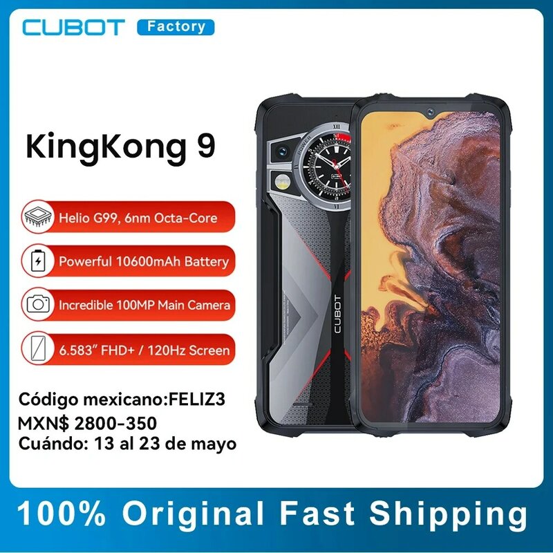 Cubot KINGKONG 9สมาร์ทโฟนที่ทนทาน6.583 "หน้าจอ120Hz 100MP + กล้อง32MP โทรศัพท์มือถือแบตเตอรี่10600mAh 24GB + 256GB NFC