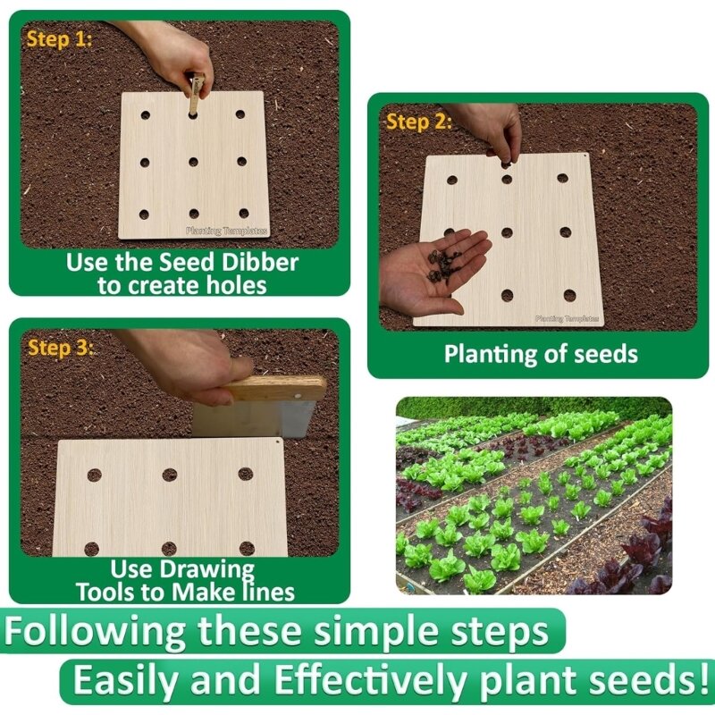 3 個ガーデニングツール種子植えテンプレート播種定規正方形種子植え