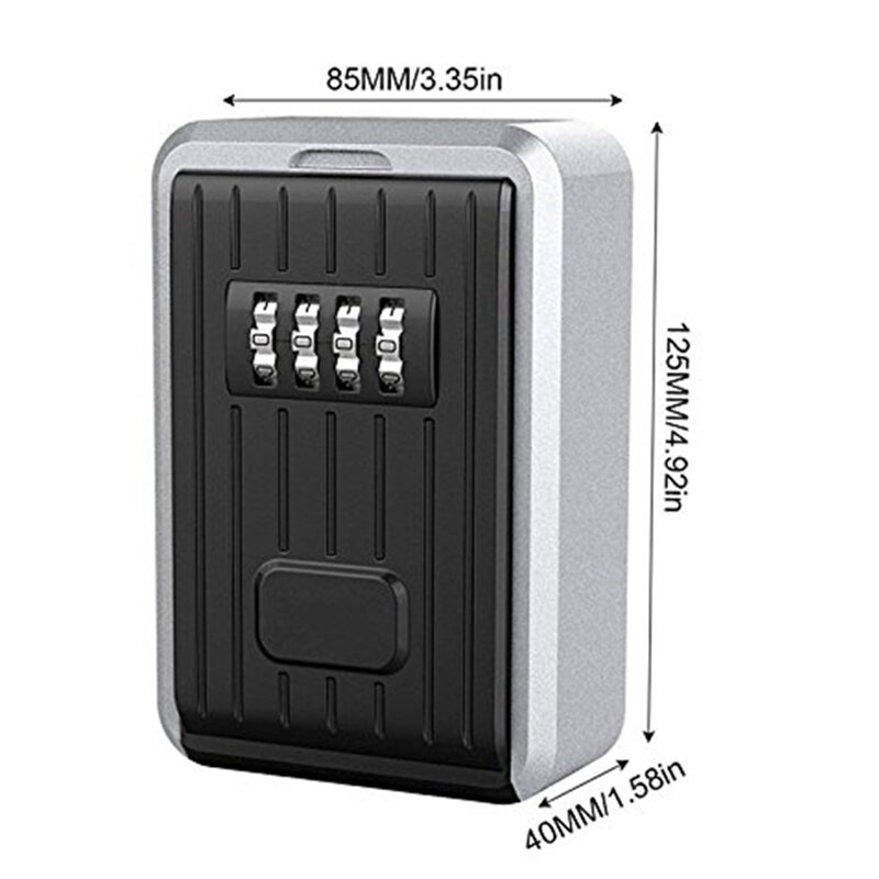 Caja de cerradura con combinación de 4 dígitos, resistente a la intemperie, almacenamiento de llaves de código reiniciable montado en la pared, 2 unidades