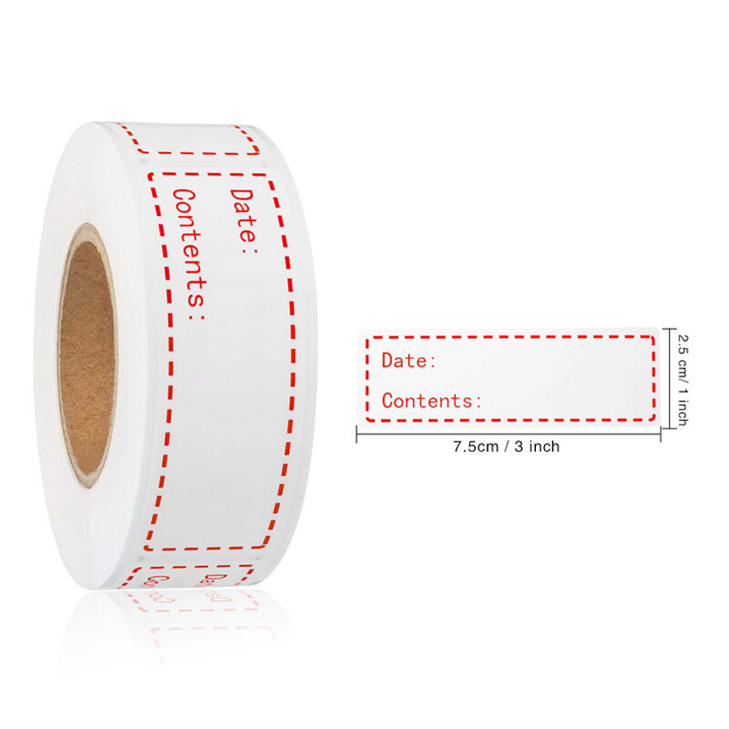150 Stuks/Rol Rode Zelfklevende Sticker Voor Keuken Opslag Vriezer Koelkast Voedselmerk Label Verwijderbare Waterdichte Stickers