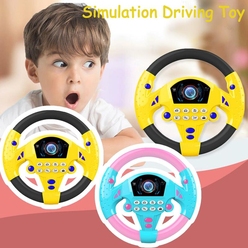 Elektryczna symulowana kierownica samochodowa dziecięca interaktywna zabawka z lampa zabawkowa samochodem zabawka do jazdy dźwiękiem edukacja dzieci N8O1