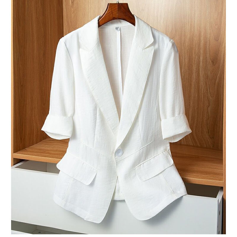 2024 Female Leisure Thin Style Short Sleeved Small Blazer Jacket Korean Summer New Solid Color Short Sleeved Small Suit Top Coat