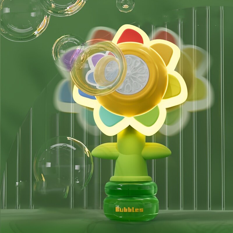 Nowy siedmiokolorowy kwiat poruszająca głową maszyna do baniek mydlanych, automatyczny maszyna do baniek mydlanych obracające się światło