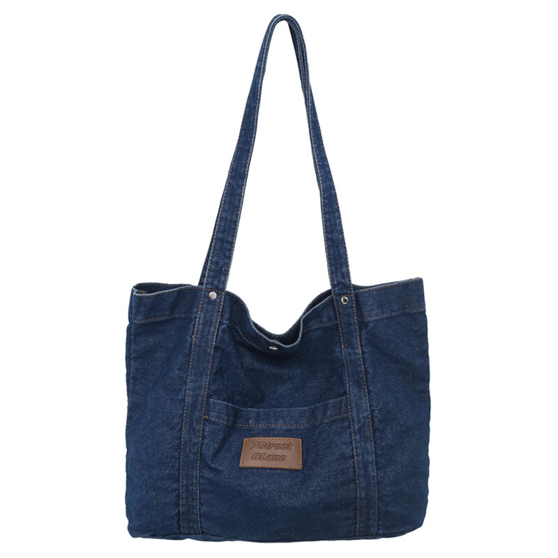 Женская джинсовая сумка для отдыха, однотонная вместительная Повседневная сумка
