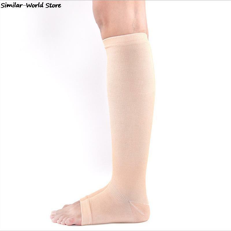 1Pair Compression Leg Sleeve Socks Varicose Vein Stocking Elastic Socks Fatigue Relief Leg Warmer Calf Sleeve Socks