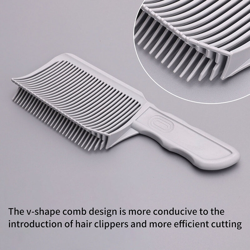 Pente profissional do corte do cabelo do barbeiro para homens, resistente ao calor, escova desbotando, parte superior lisa, escova desbotada