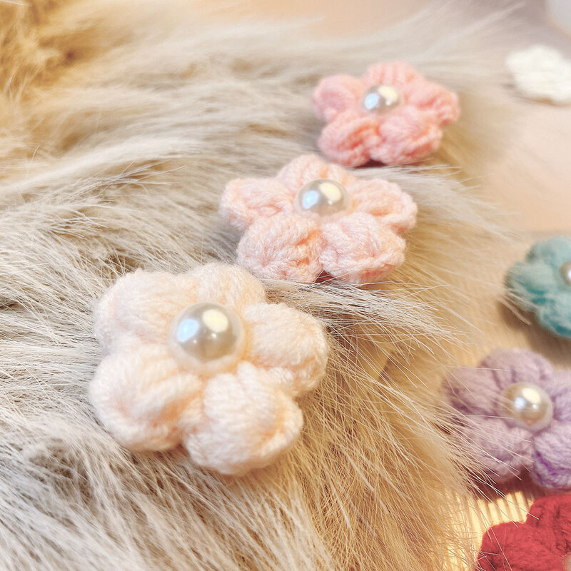 10 buah aksesoris bunga wol Puff bunga jepit rambut hiasan kepala aksesoris Sweater mantel bunga sepatu bunga dekorasi bunga