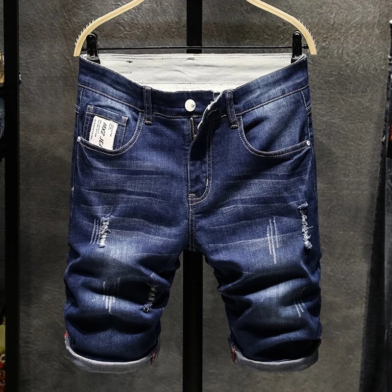 2023 Verão Novos Homens Denim Shorts de Negócios Casual Loose Straight-Leg Stretch Jeans Moda Masculina Marca de Roupas Masculinas