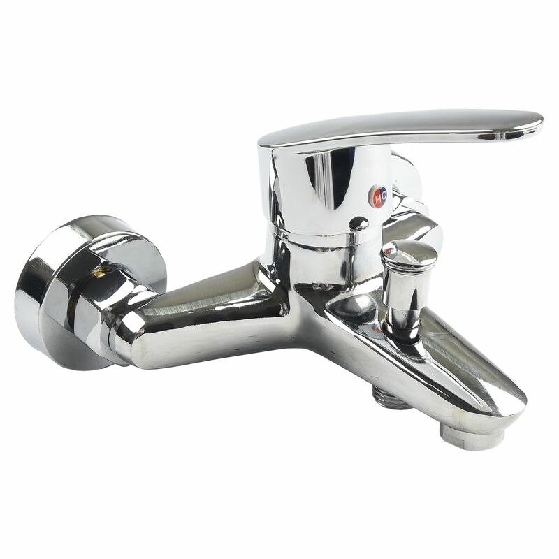 Chrome Wall Mounted Faucets  Dual Spout Mixer Tap for Bathtub  Single Handle  Polished Chrome  Easy Installation