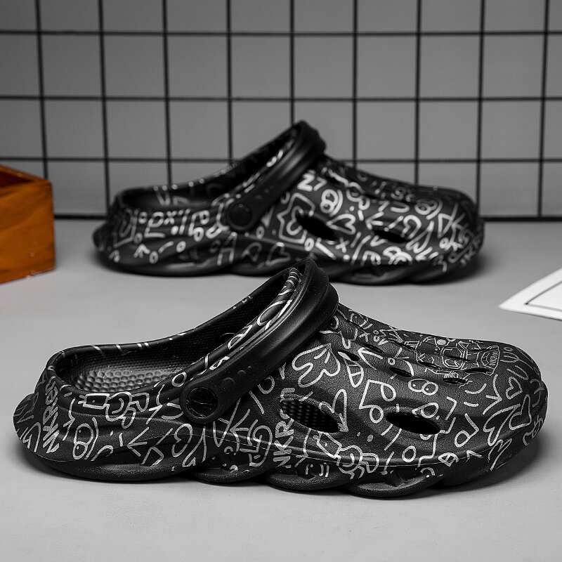 Sandali piatti scarpe con foro fondo spesso sandali da uomo morbidi e confortevoli antiscivolo resistenti all'usura ventilano interni ed esterni
