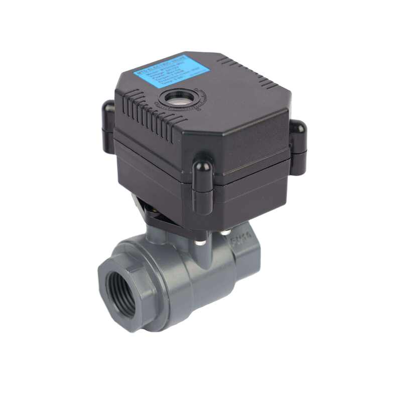 DN20 2 Way Threaded Union Valves Electric Control Mov Motor Operated PVC Ball Valve DC9-35V