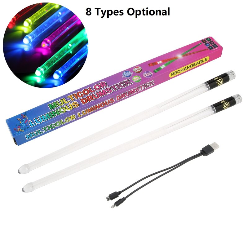 Ingebouwde Lithium Batterij Led-Up 1/13/15 Kleuren Gradiënt Glow Drumsticks Met Schakelaar Professionele Coole Drumsticks