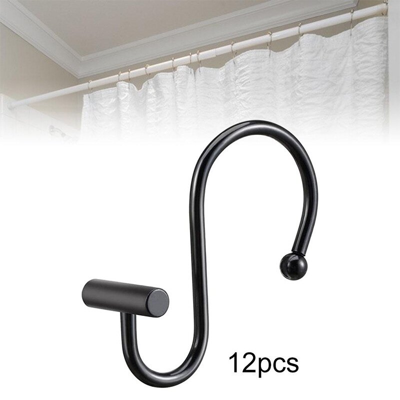 Dusch vorhang Haken rostfreie Dusch vorhang Ringe für Bad Dusch vorhang Haken Kleiderbügel schwarz Metall