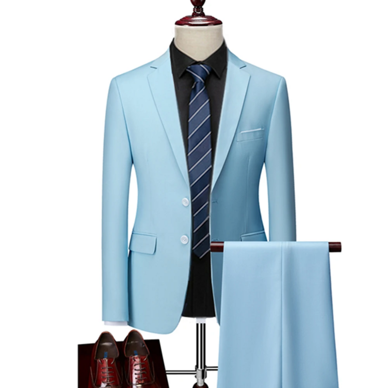 Conjunto de 2 trajes de piezas para hombre, chaqueta y pantalones informales de Boutique, vestido ajustado a cuadros de negocios, abrigo Formal, novedad de 2023