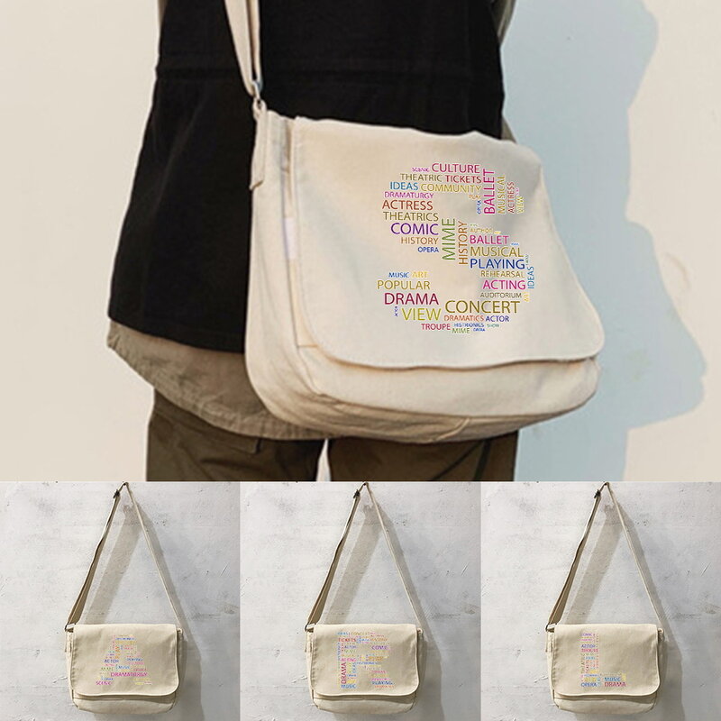 Messeng – sac messager japonais multifonction Simple pour hommes et femmes, Style polyvalent, sacs portables à une épaule avec motifs de texte