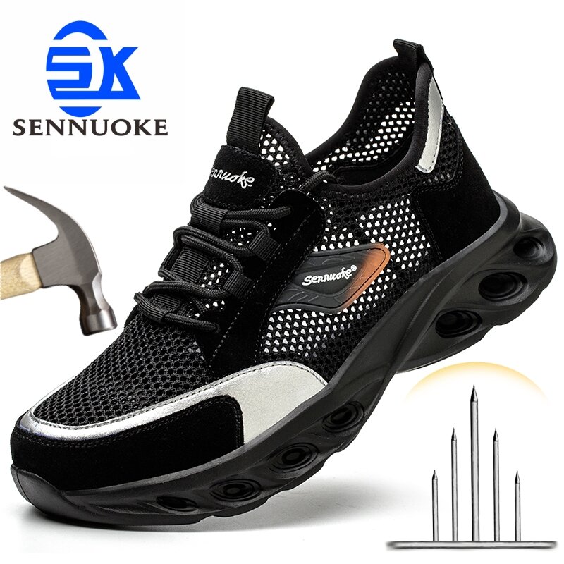 Men Safety Shoes Lightweight Steel Toe for Work for Workers Work Wear Free Shipping Industrial Safety Tennis Sneakers